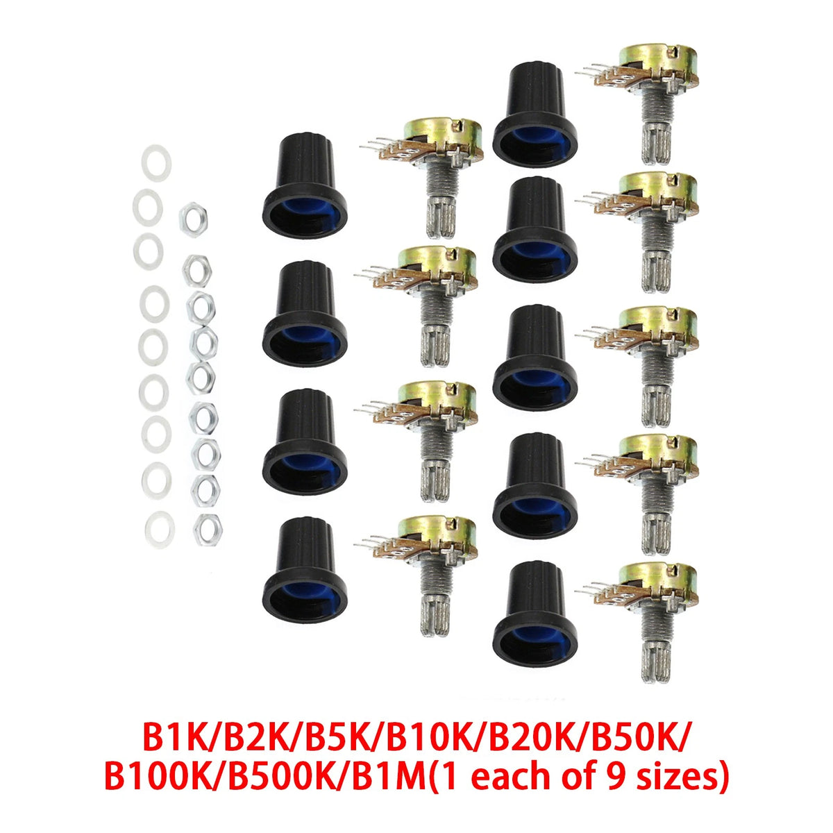 9X Adjustable Potentiometer Knob WH148 B1K-B1M for