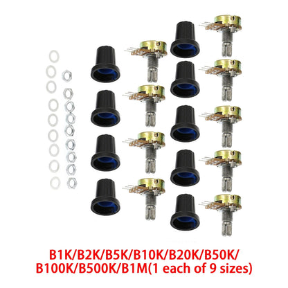 9X Adjustable Potentiometer Knob WH148 B1K-B1M for