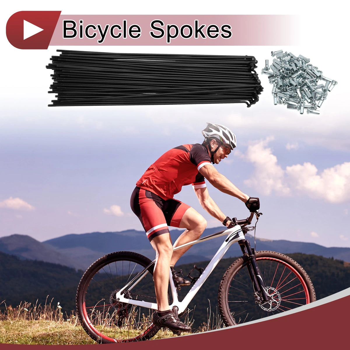 Bike Wheel Spokes Set 249mm Carbon Steel Black for 12G Bicycle (72)
