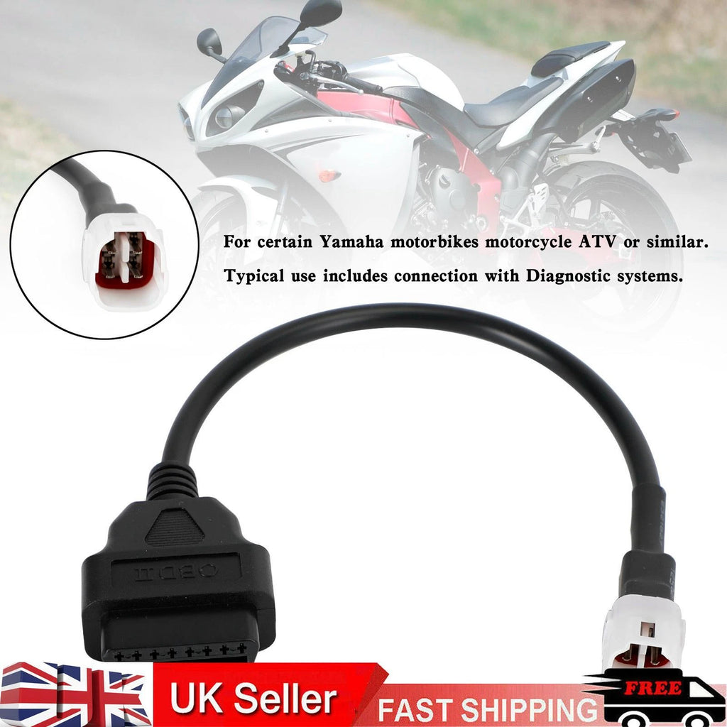 4 Pin to OBD2 Cable Diagnostic Adapter for Yamaha R1 R6 MT09 T9 (2000–2023)