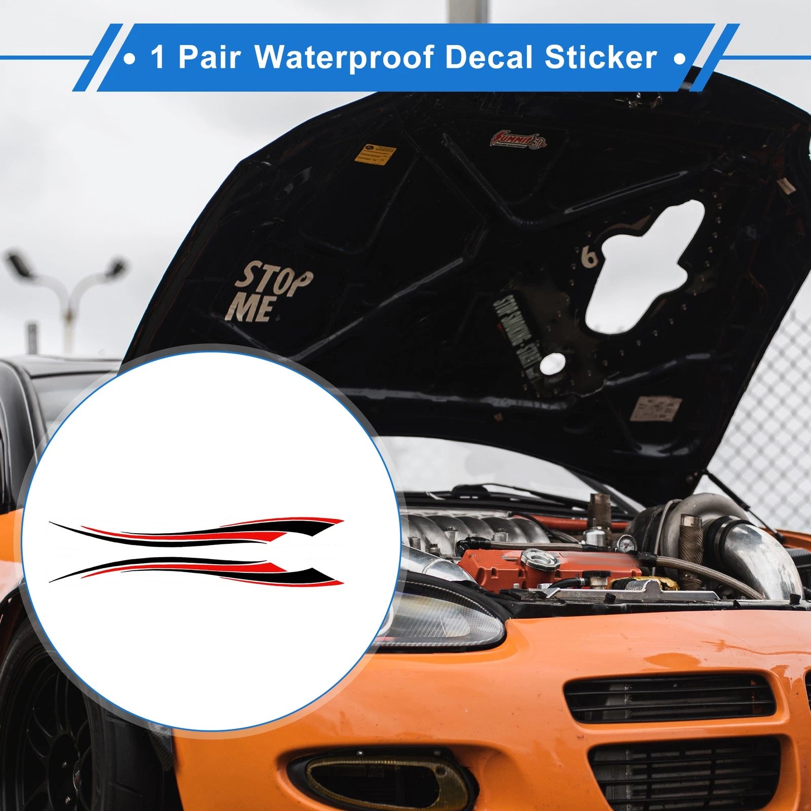 1 Pair Four-Wave Stripes Pattern Car Bumper Sticker Decal for Universal (180cm)