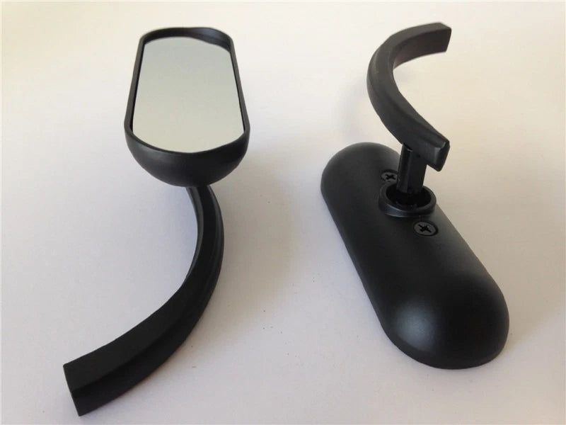 Black Custom Mini Oval Mirrors for Universal Motorcycles (8mm 10mm Thread)