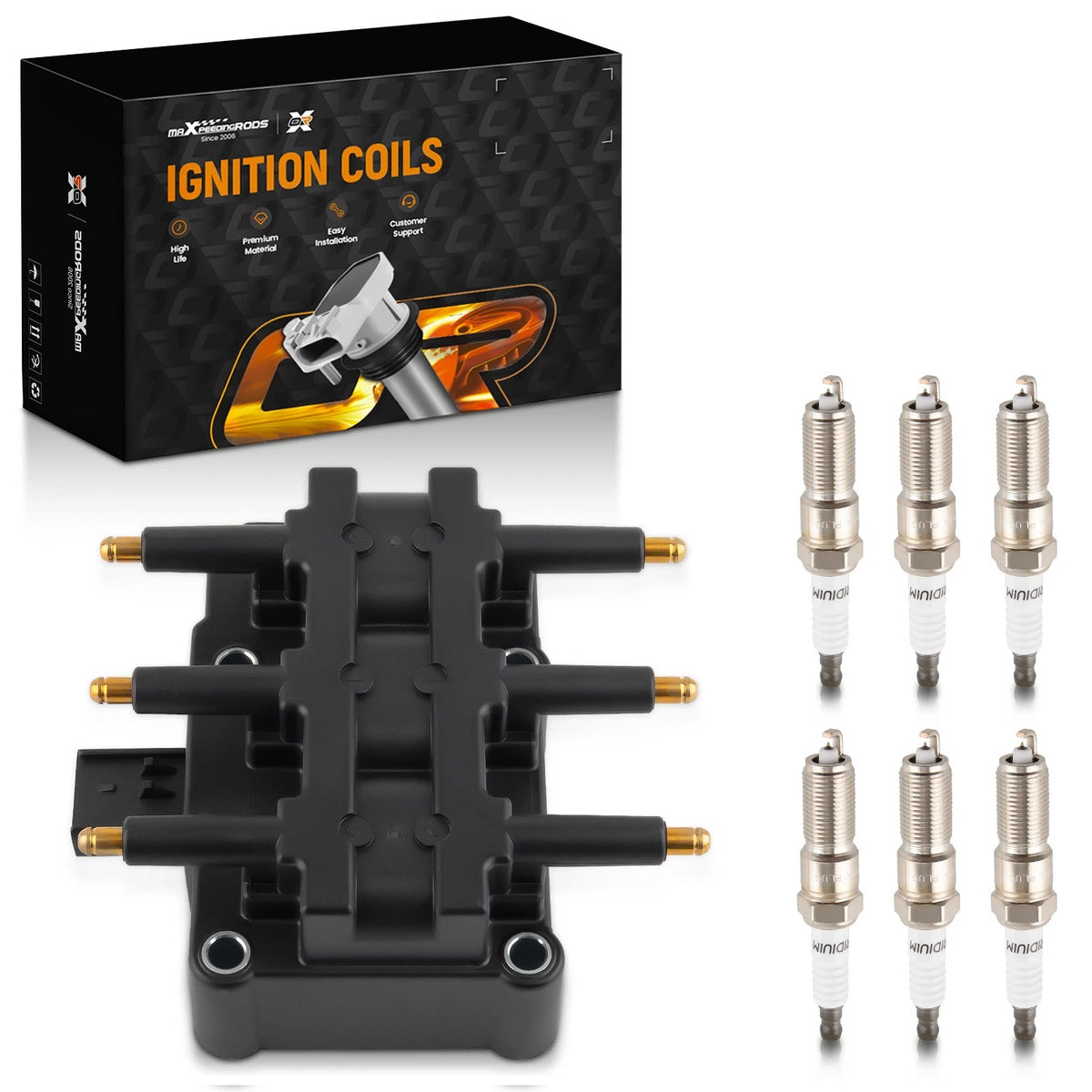 Ignition Coil & 6 Spark Plugs for Chrysler Dodge Jeep Wrangler JK (2007–2011)