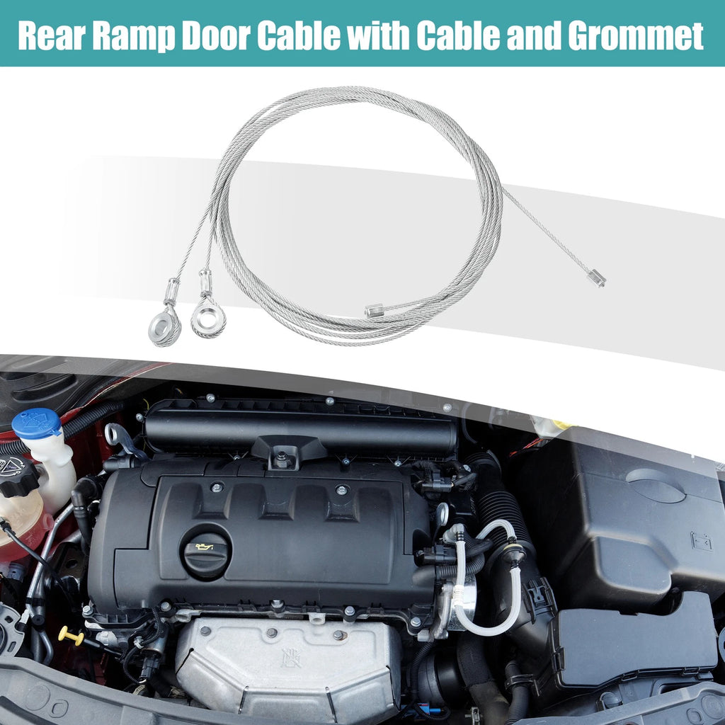 2X Rear Ramp Door Cable for Enclosed Trailer (Silver Tone)