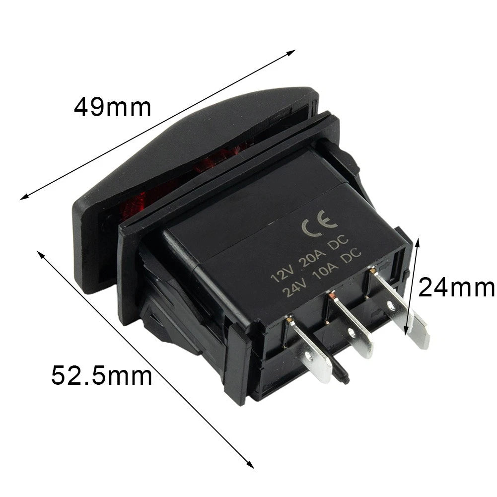 1pc 7Pin DPDT Rocker Switch for Boat 12V 20A Red LED Light