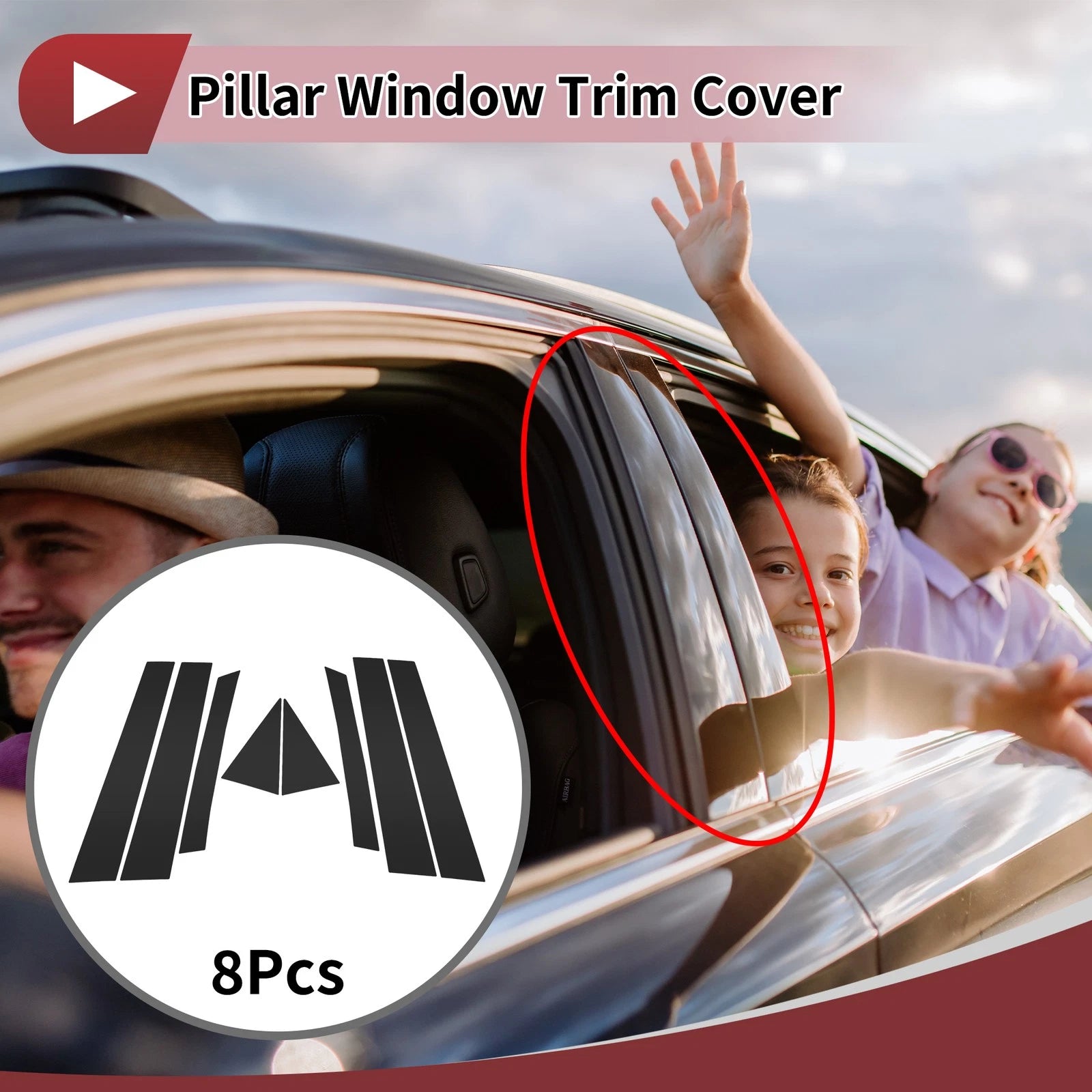 Car Door Pillar Window Trim Set for Mazda CX7 (2007–2012) Black