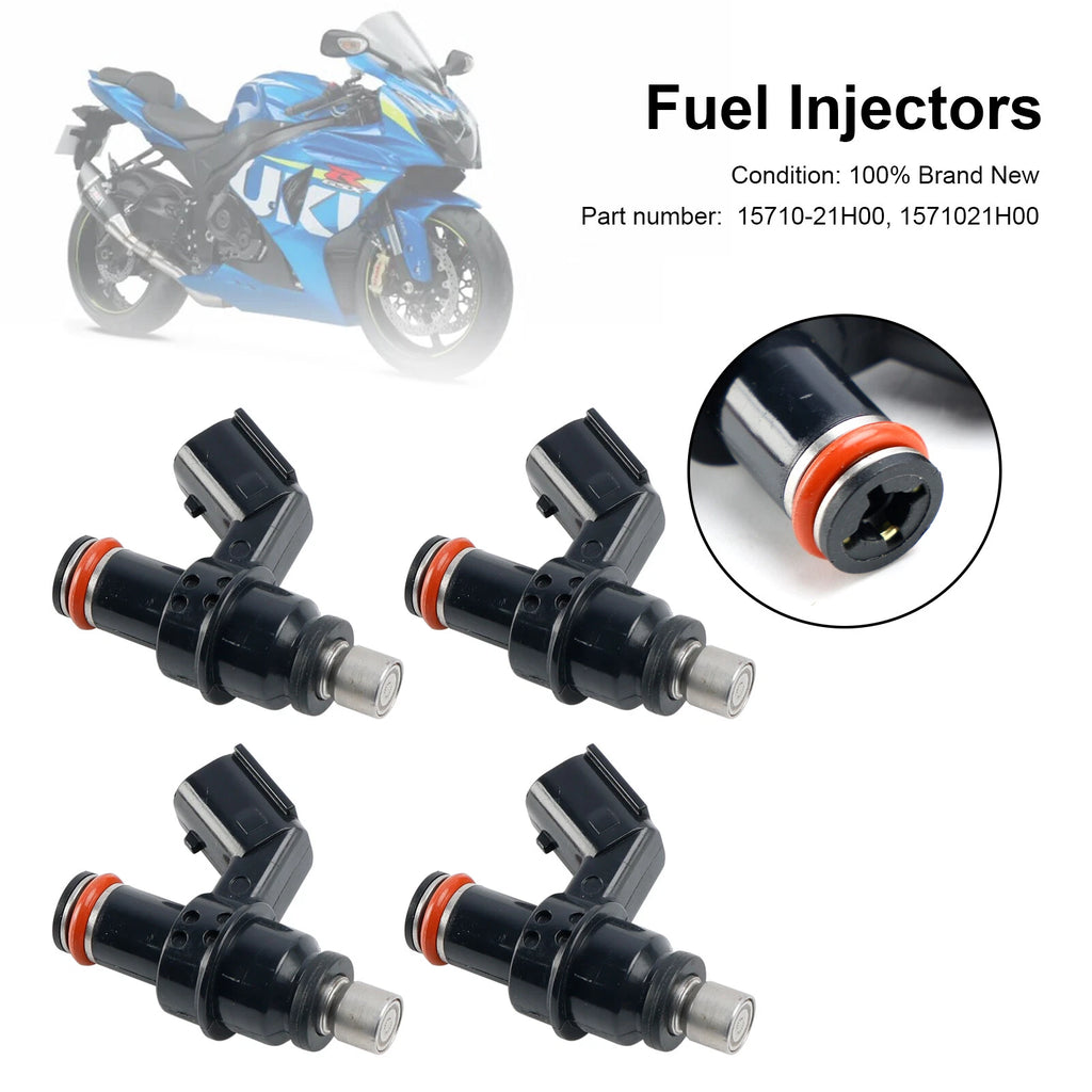 Set of 4 Fuel Injectors for Suzuki GSXR1000 (2007–2016) GSX1300R (2008–2020) 15710-21H00 1571021H00