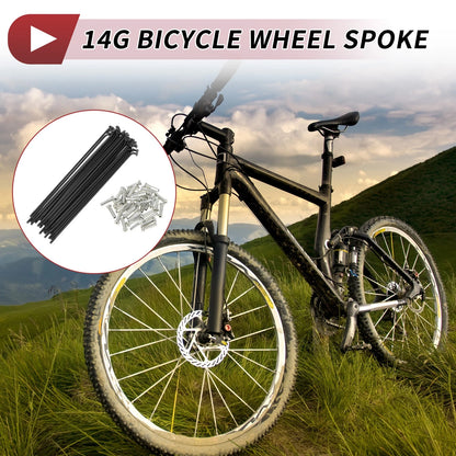 14G Bicycle Spokes 125mm with Nipples Replacement for Bike Wheel (36 Set)