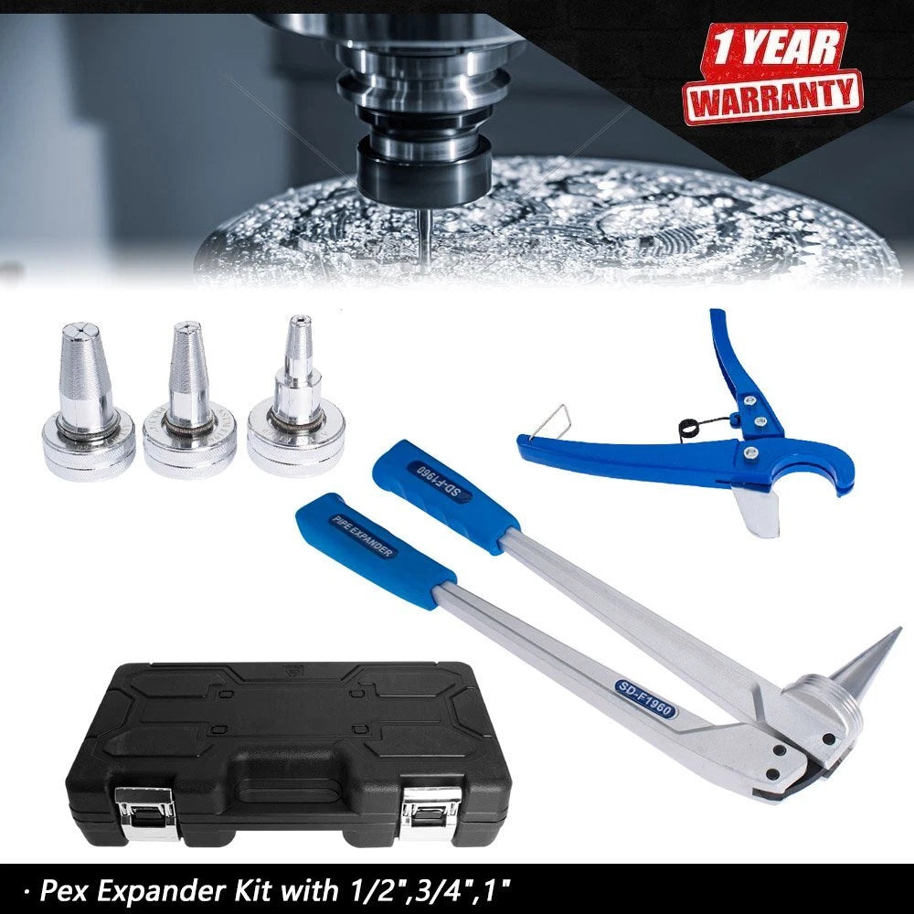 PEX Expander Tool Kit for PEX Pipes (1/2", 3/4", 1")