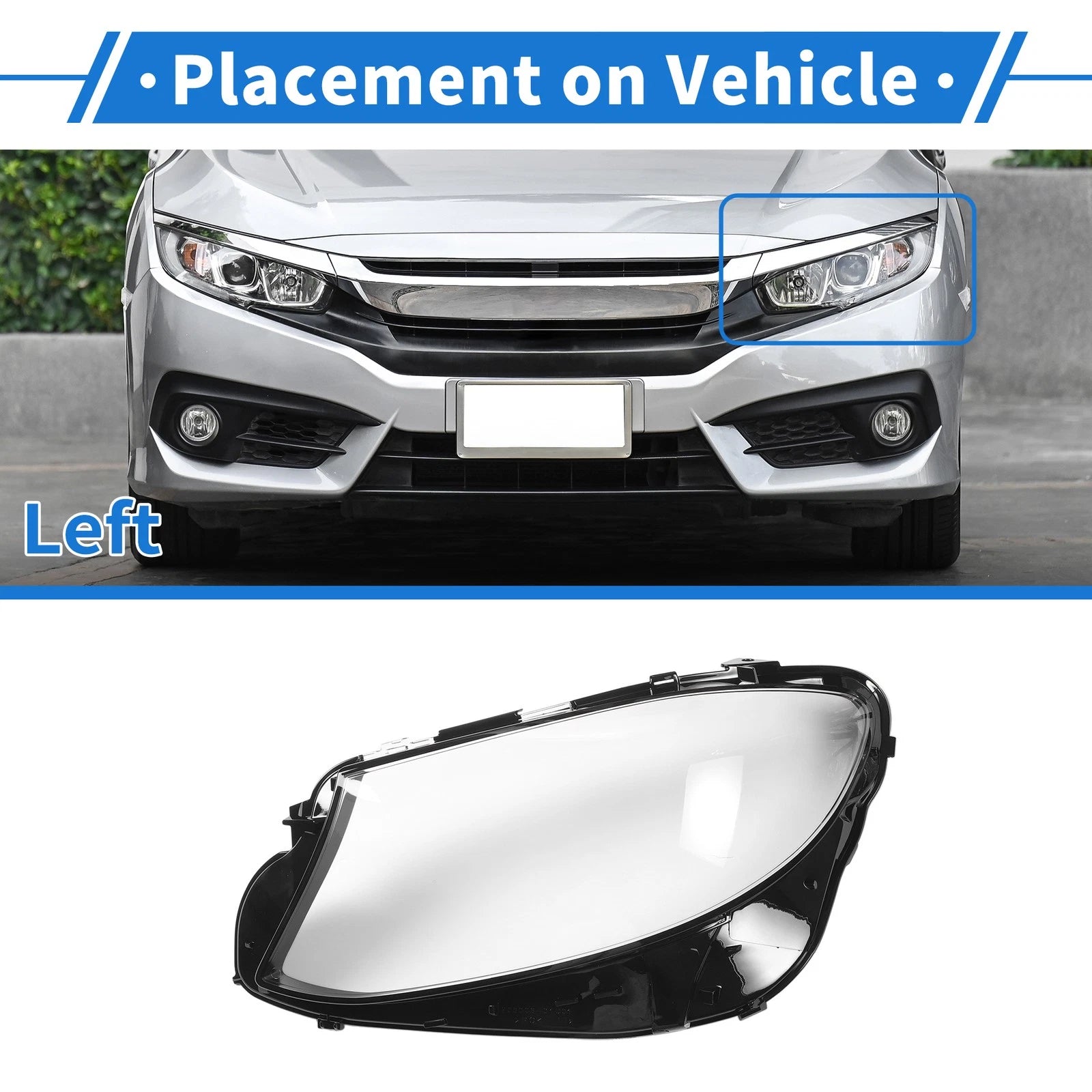 Headlight Lens Cover Front Left for Mercedes-Benz E-Class (2016–2021)