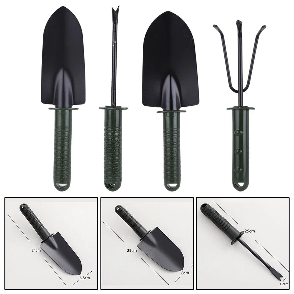Set of 4 Mini Rubber Handle Garden Tools for Precise Plant Care