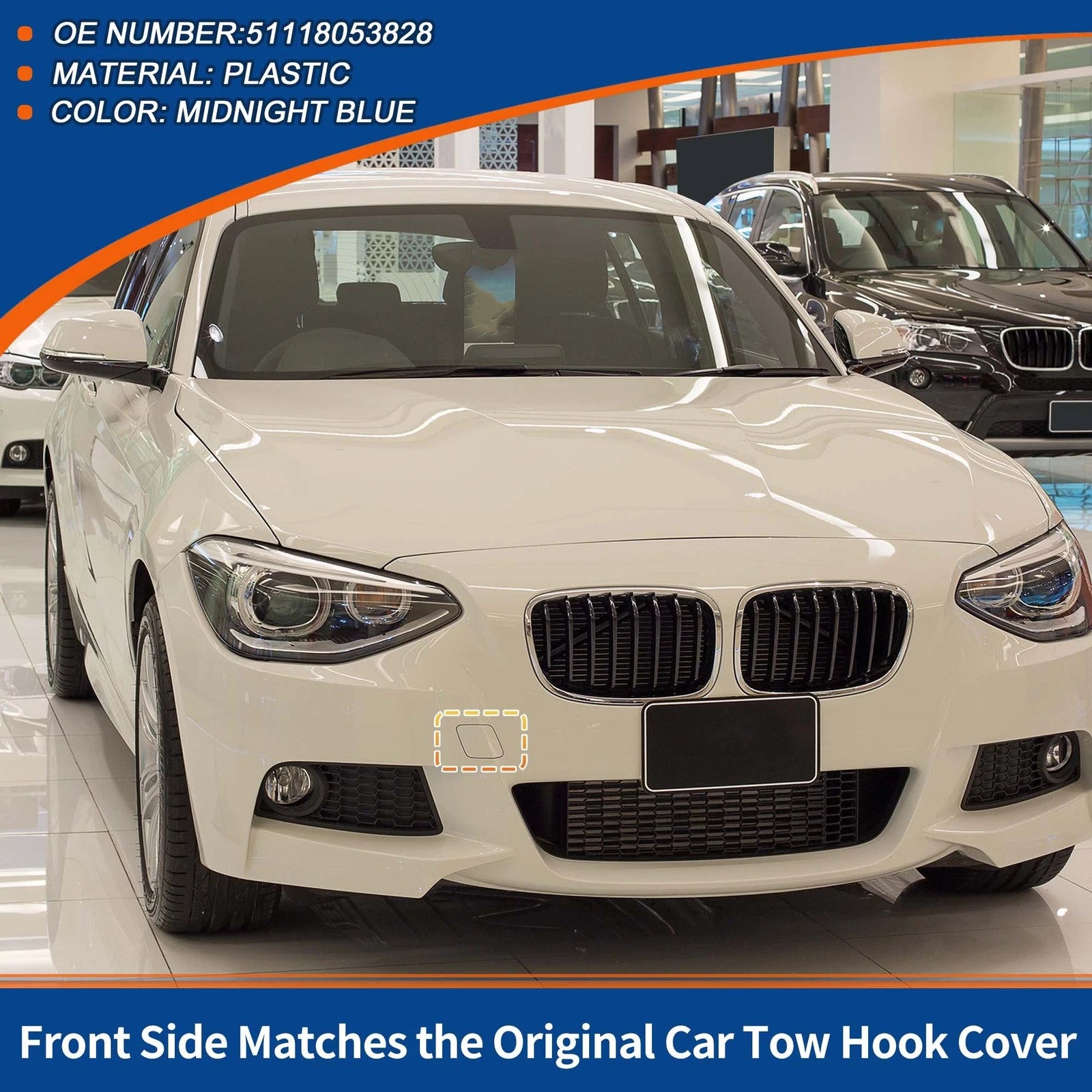 Tow Hook Cover Front Bumper Replacement for BMW 114i (2012–2014)