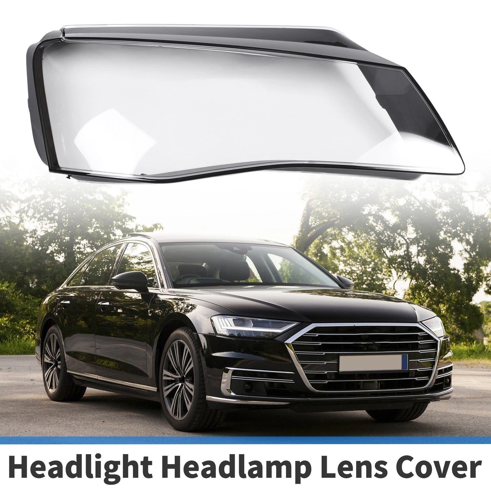 1 Pc Headlight Lens Cover for Audi A8 (2010–2013) Black, Clear