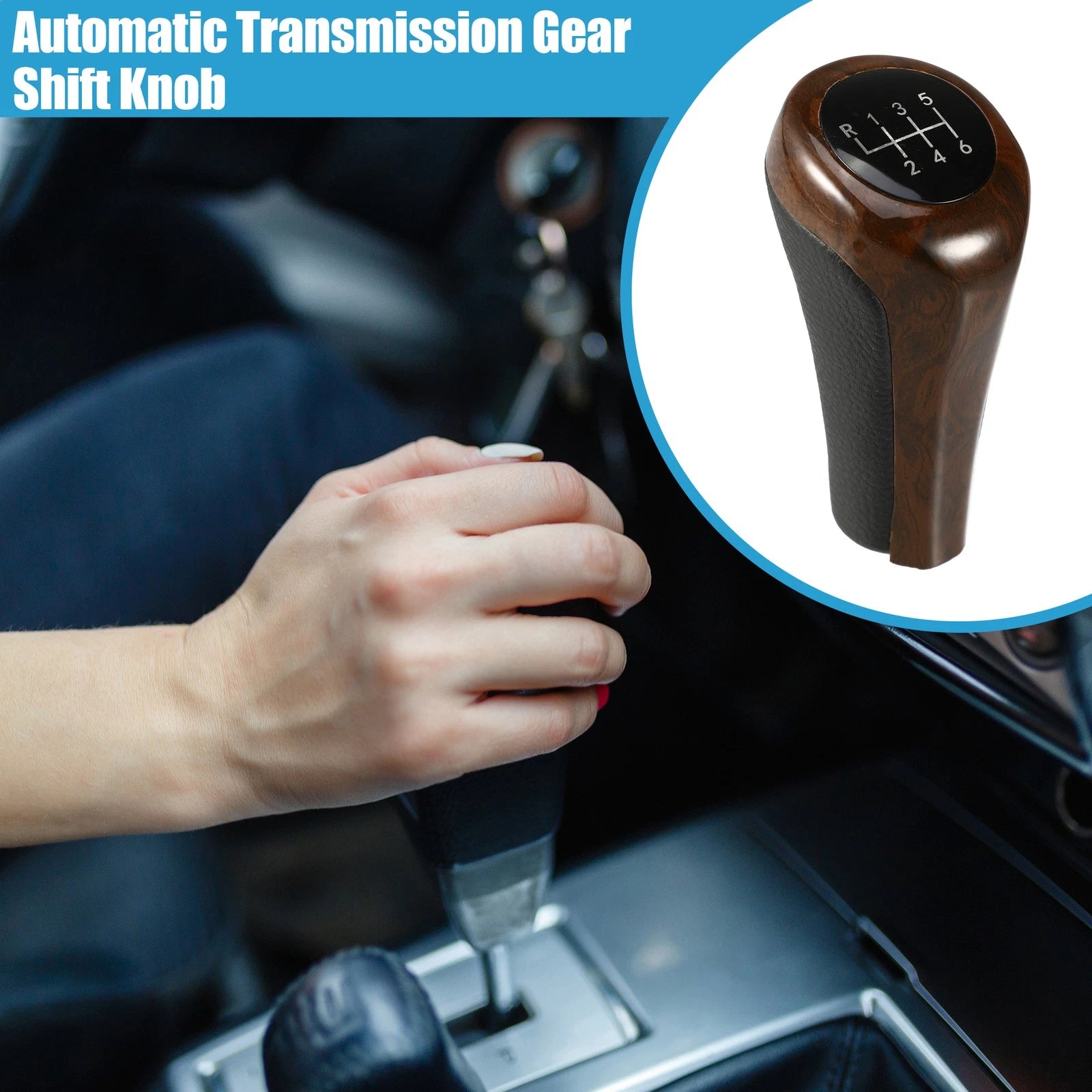 Gear Shift Knob 6 Speed Replacement for BMW Black Red Wood Pattern (2012–2025)
