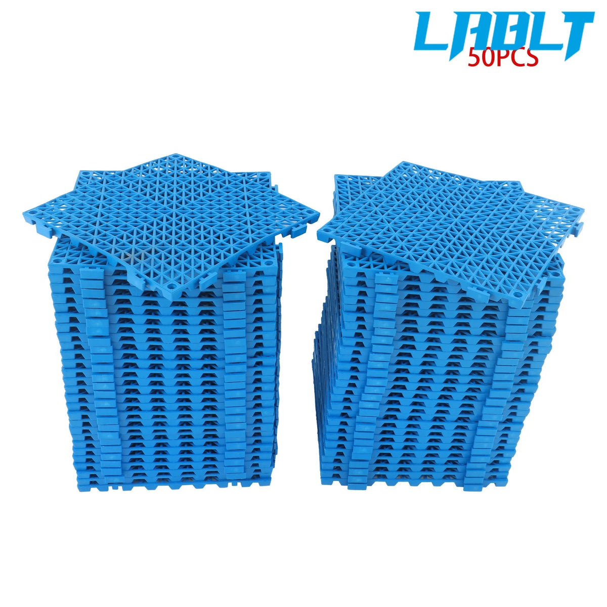 Set of 50 Interlocking Drainage Mats for Garage Patio (12x12in PVC)