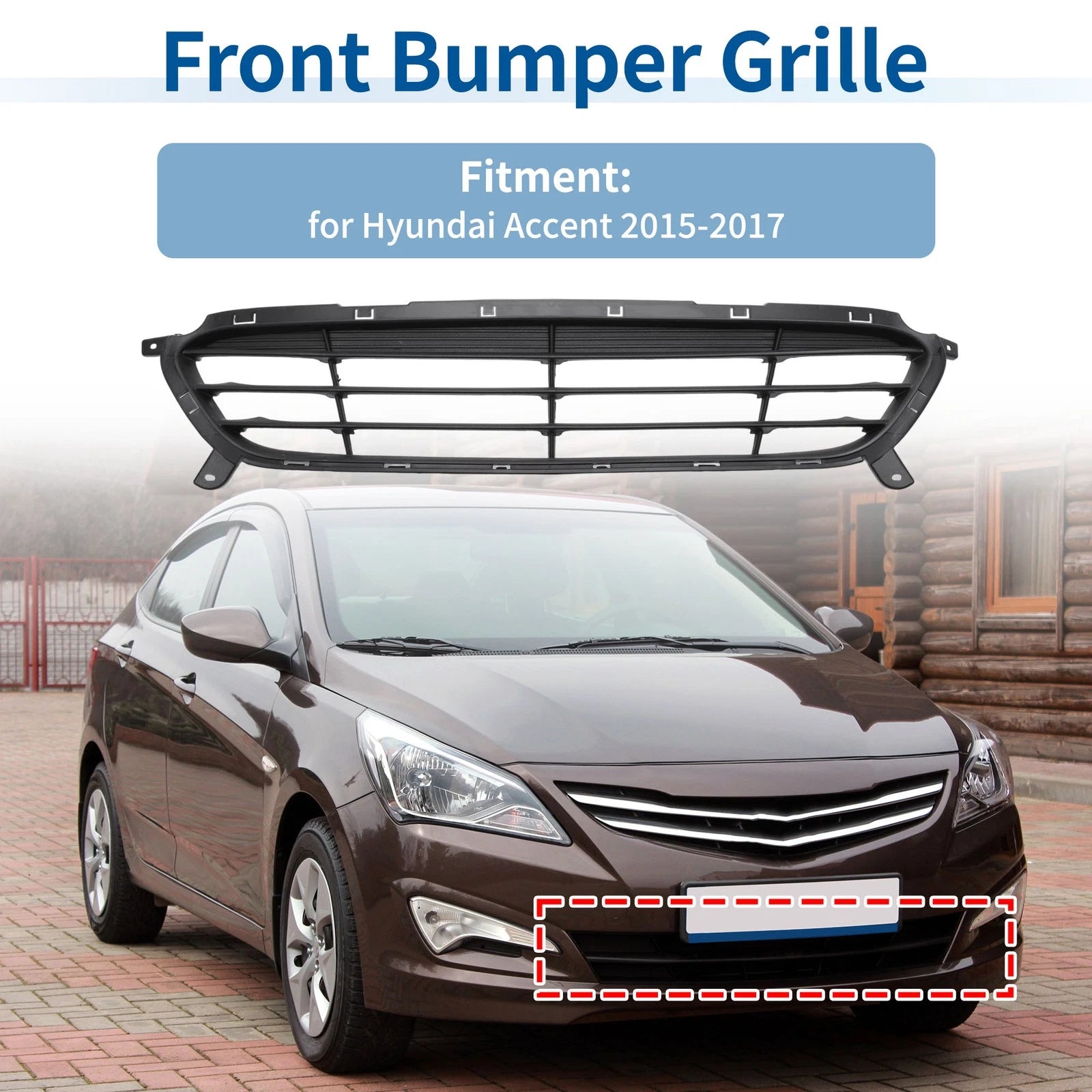 Lower Grille Front Bumper Grille Replacement for Hyundai Accent (2015–2017)