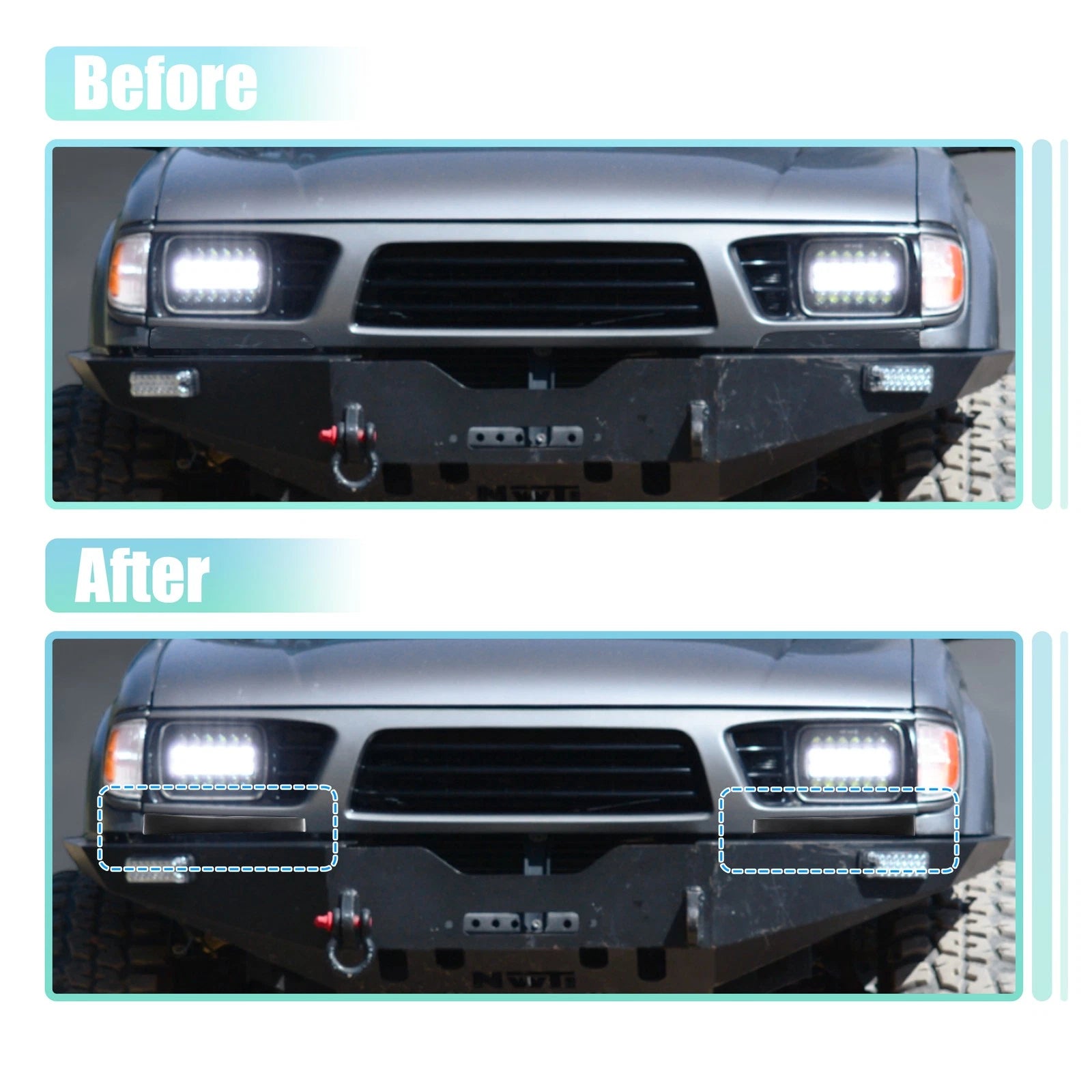 Front Headlight Bumper Grille Filler Pair for Toyota Land Cruiser (2008–2015)