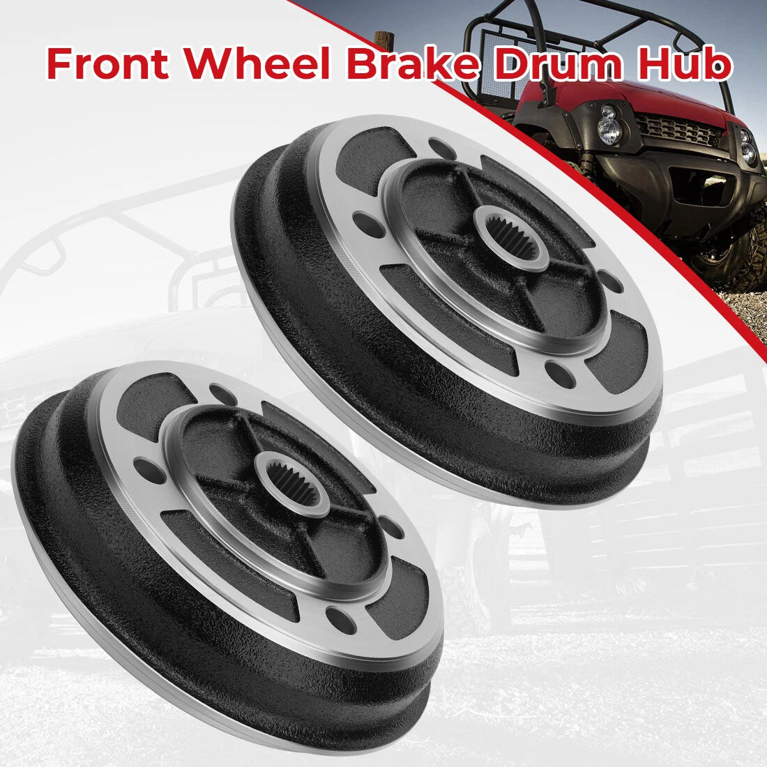 2 Front Wheel Brake Drum Hub for Kawasaki Mule KAF620 KAF950 (1993–2001)
