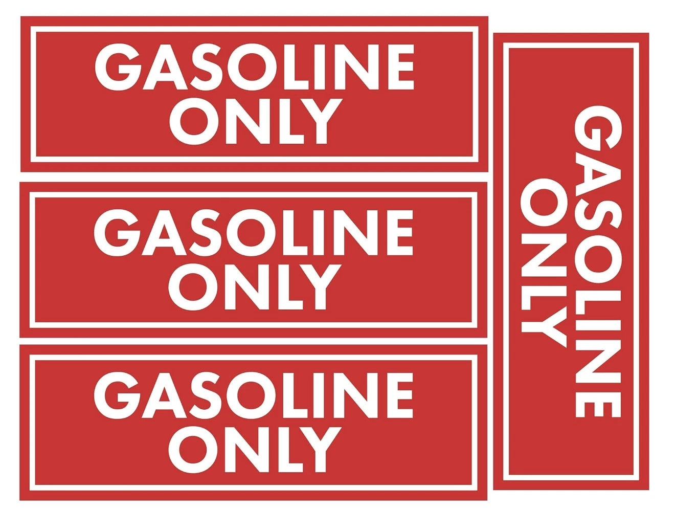 Set of 4 Gasoline Only Fuel Caution Warning Decals for Universal Use