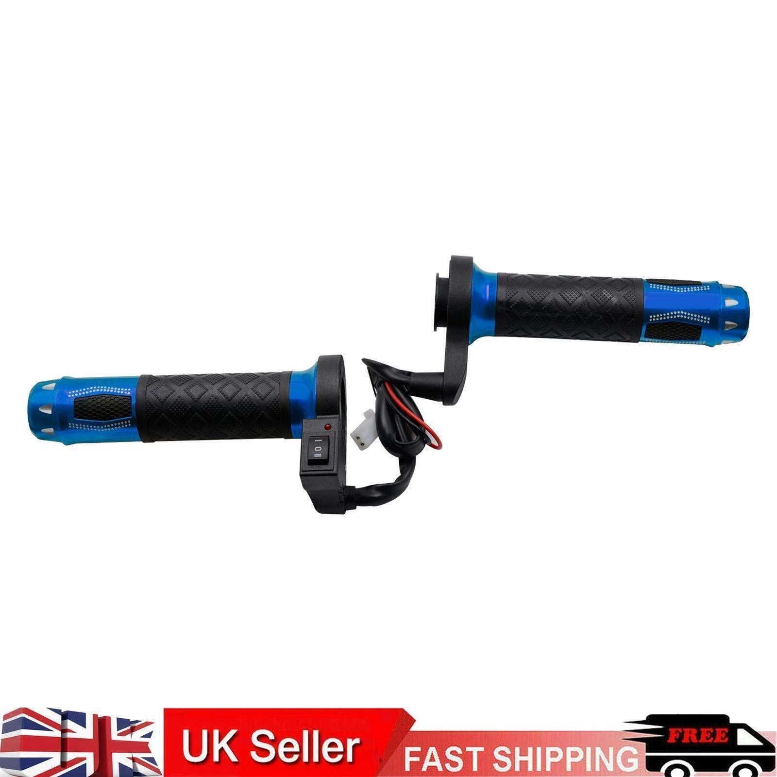 12V Heated Handlebar Grips for Motorcycle (Universal, 22mm, Blue)