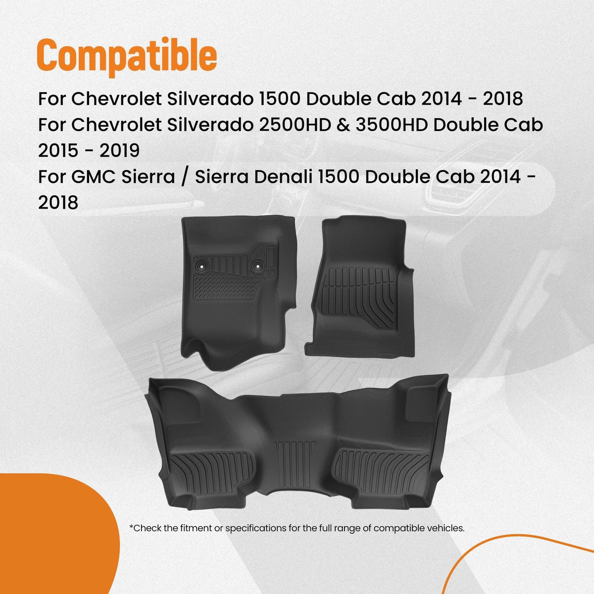 All Weather Floor Mats for Chevrolet Silverado Double Cab (2014–2019) TPE