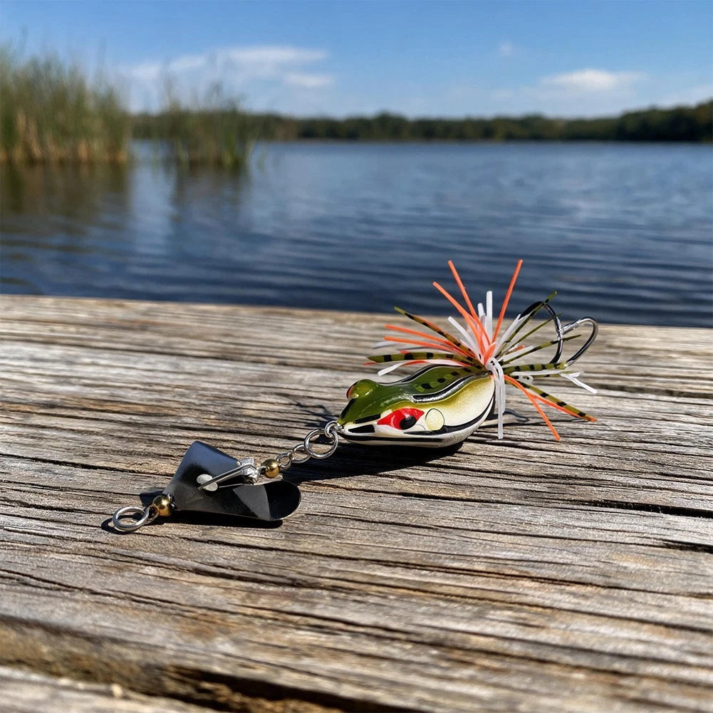 Fishing Lure Frog Shape with Rotating Sequins and Double Hook (1PC, 5PCS)