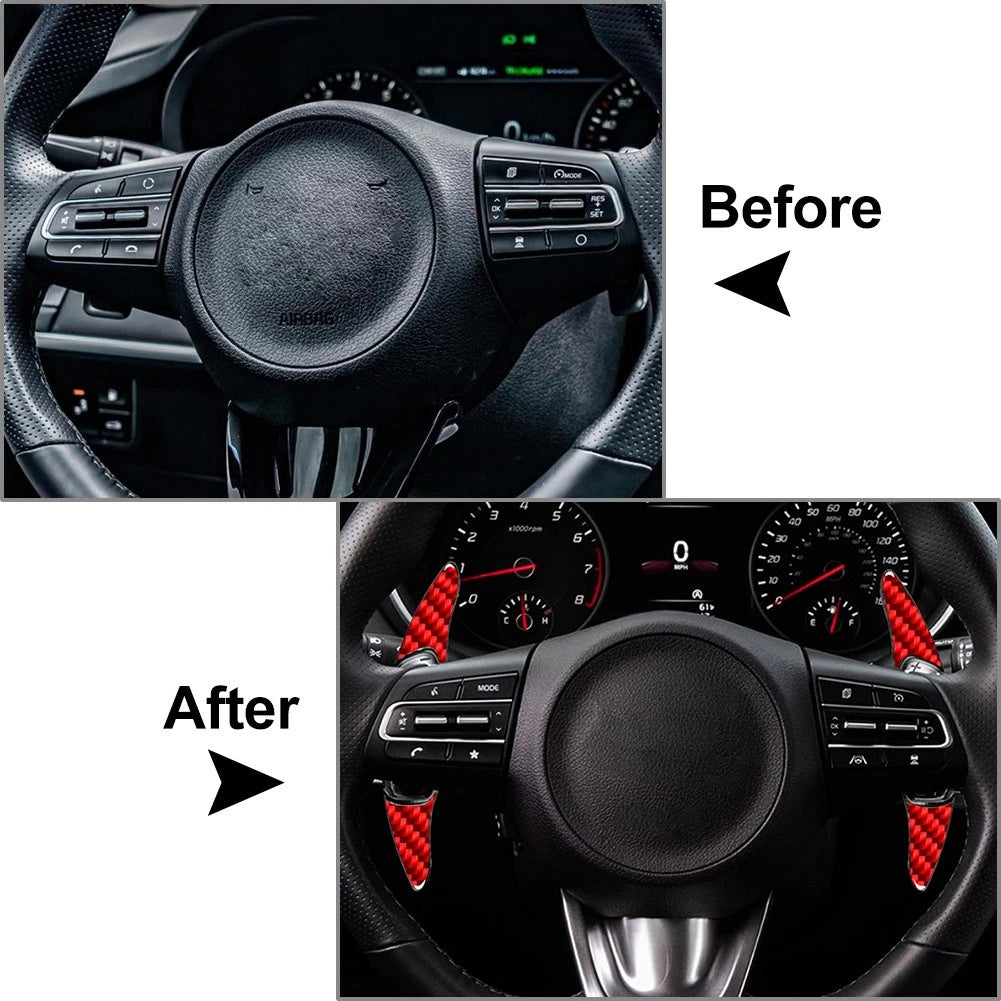 2X Red Steering Wheel Shift Paddle Extension for Kia K3 (2019–2023)