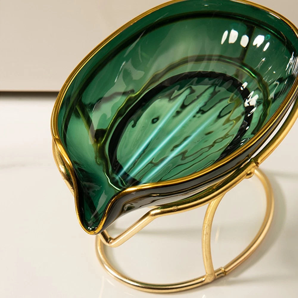 Self Draining Leaf Shaped Soap Dish for Elegant Bathroom Accessory