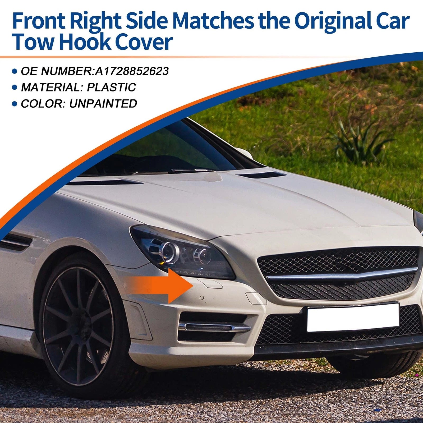 Front Bumper Tow Hook Cover Replacement for Mercedes-Benz SLK W172 (2012–2016)