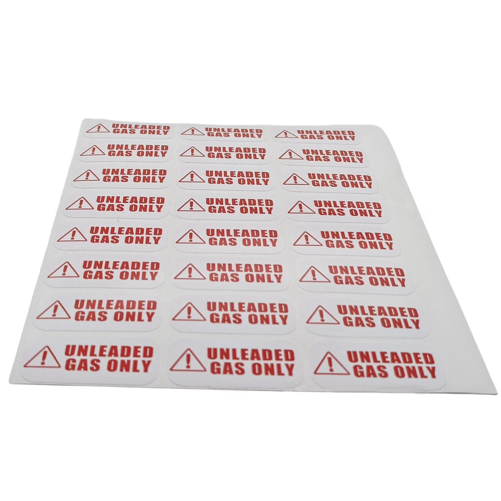 Set of 24 Unleaded Gas Only Stickers 1"x2" Waterproof Vinyl Labels