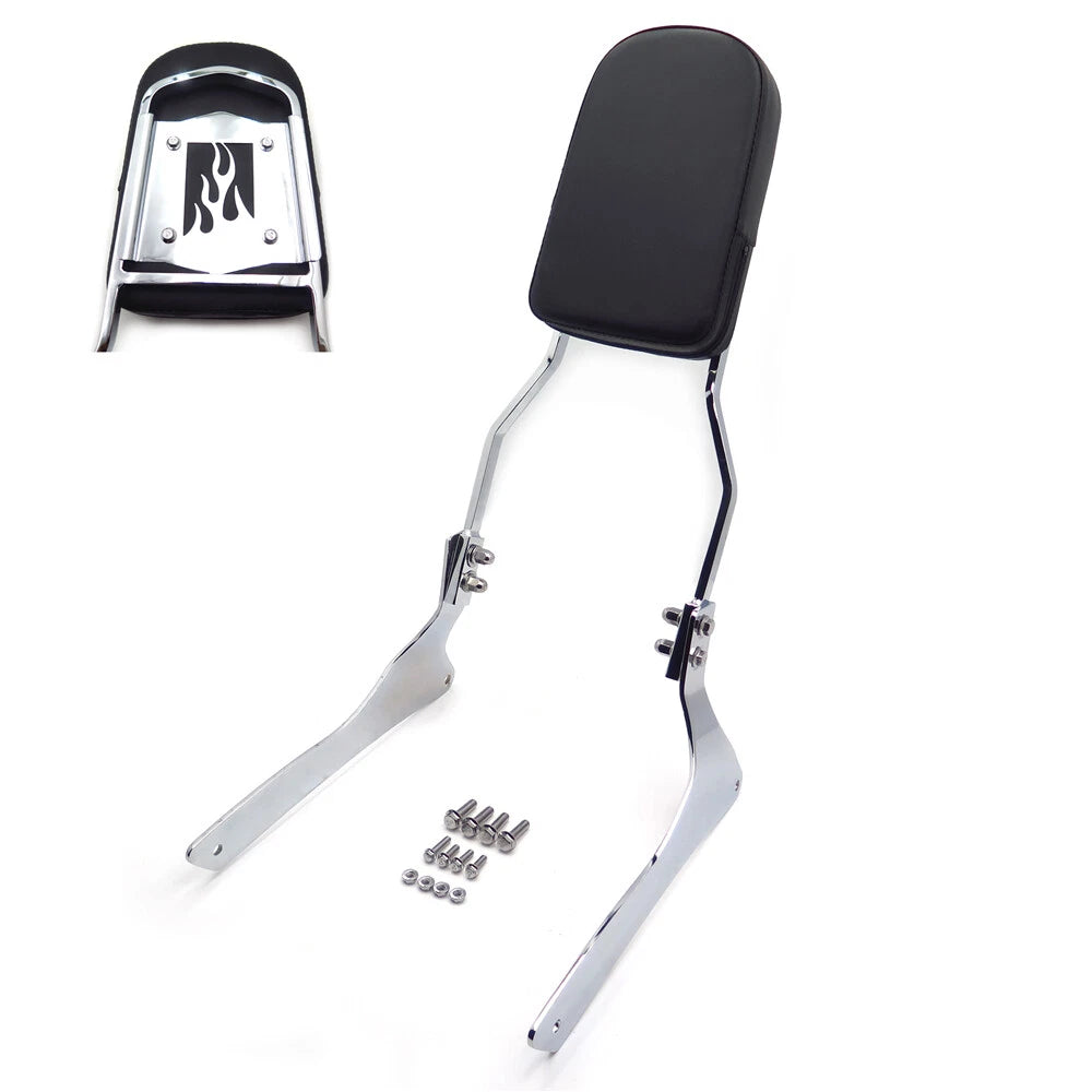 Chrome Flame Backrest Sissy Bar Pad for Suzuki Boulevard C90/VL1500 (2001–2023)