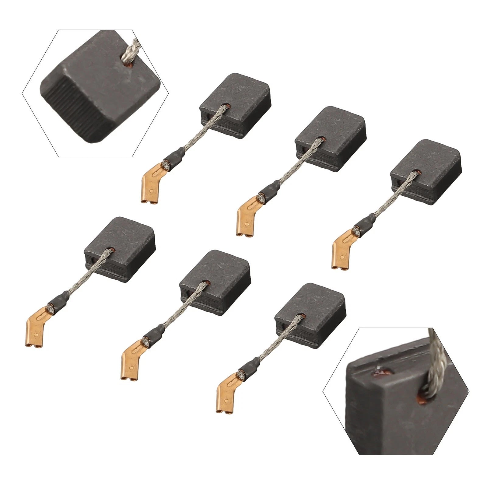 Set of 6 Carbon Brushes for Intermittently Running Motors