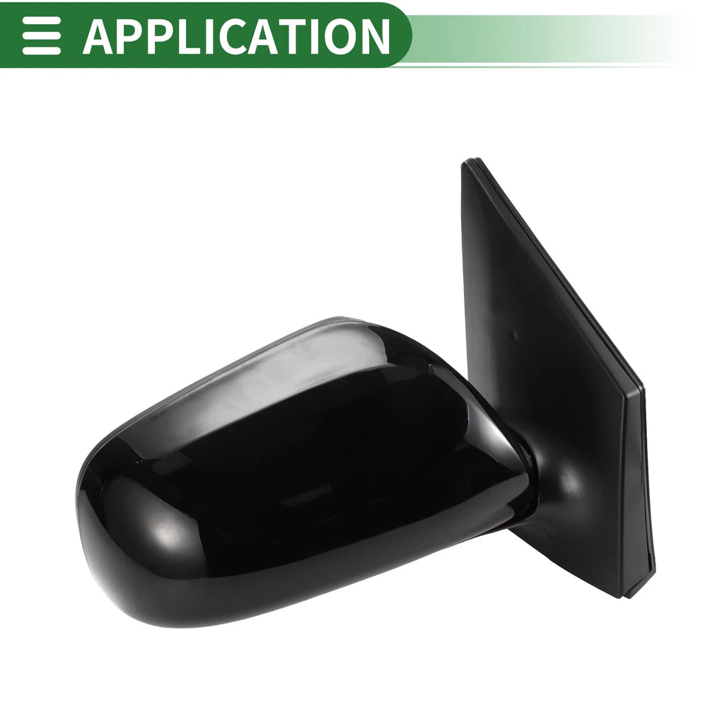 Right Side Door Mirror Manual Folding Gloss Black for Toyota Corolla (2009–2013)