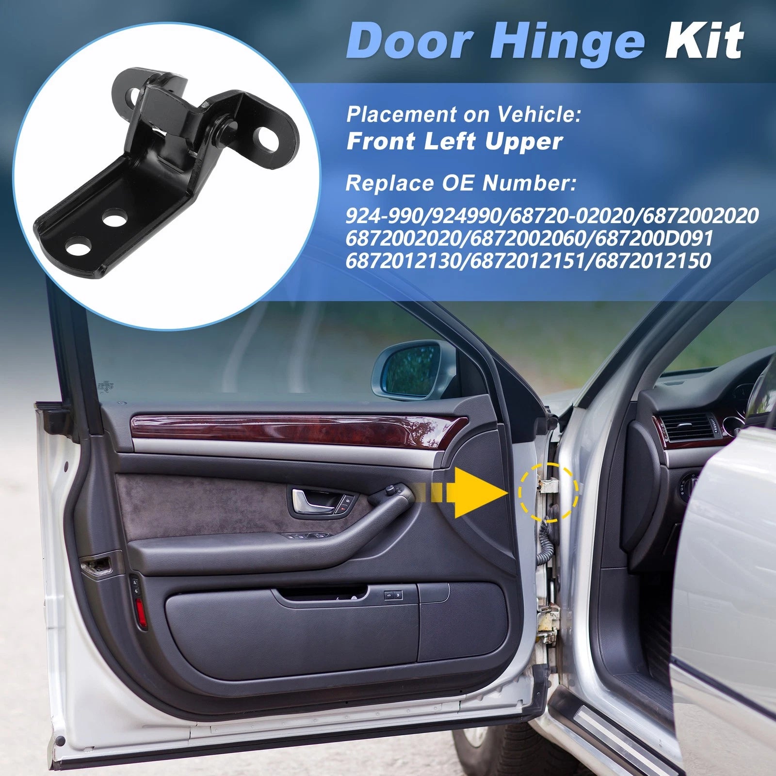 Upper Door Hinge Assembly Replacement for Toyota 4Runner Camry Tacoma (2003–2023)
