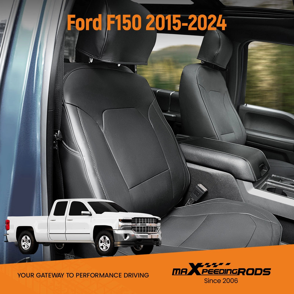 Full Set Leather Car Seat Covers for Ford F-150 (2015–2024)