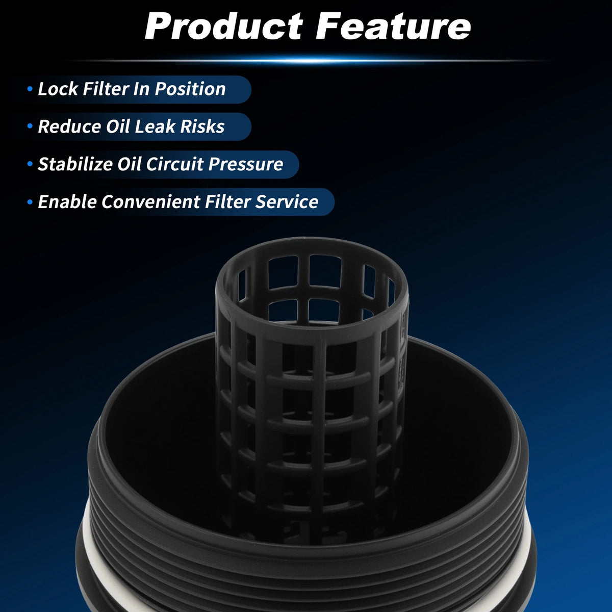 LR001477 Oil Filter Housing Cap for Land Rover LR2 (2008–2012) Black Plastic
