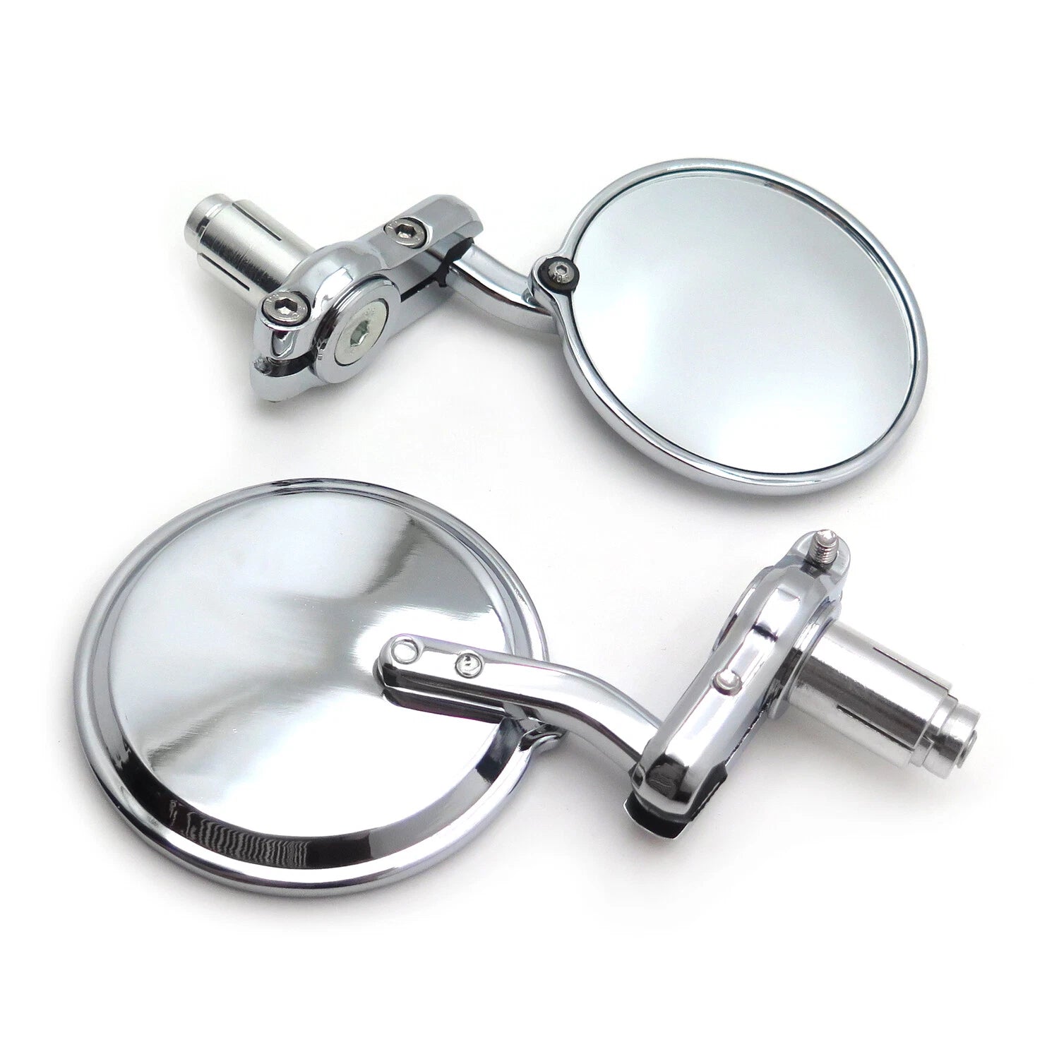 Pair Chrome Round 7/8" Handle Bar End Side Mirrors for Universal Motorcycle