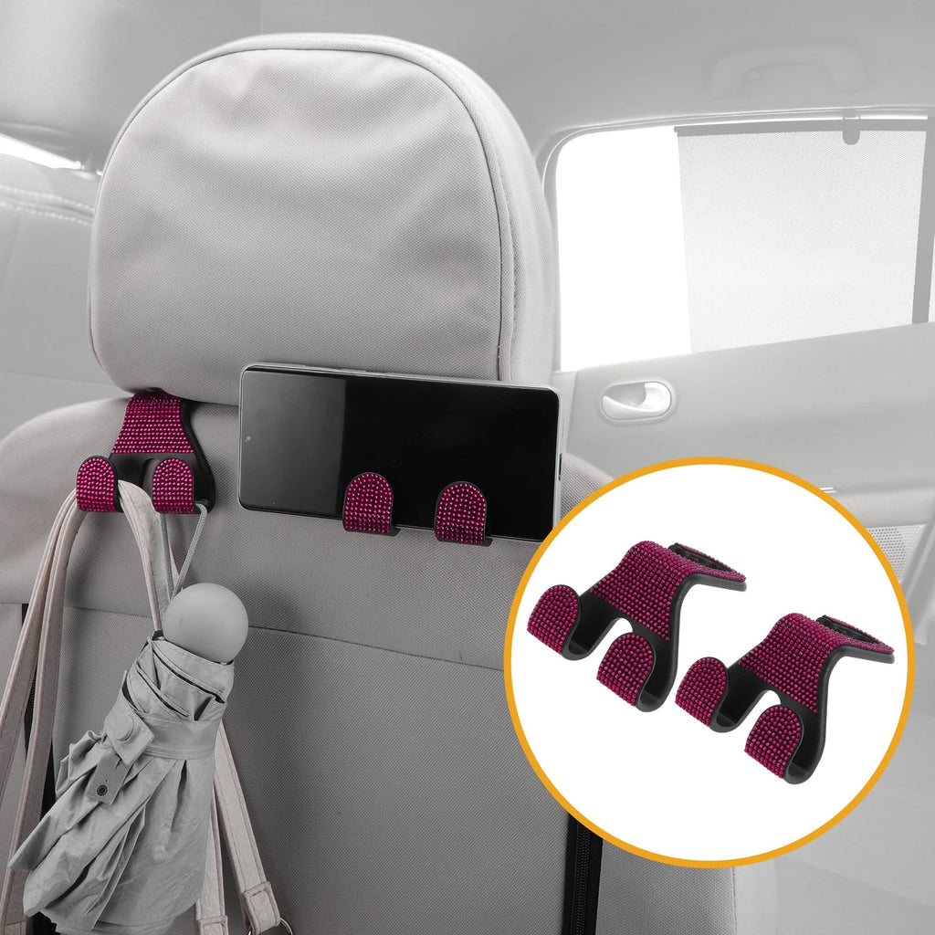 2 Pcs Universal Car Seat Headrest Hook for Hanging Purses (Rose Red)
