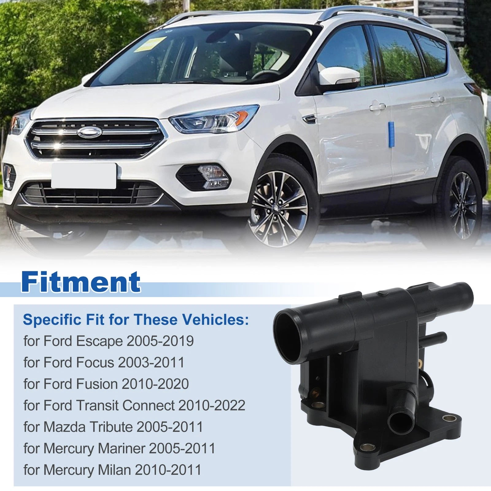 Engine Coolant Thermostat Housing Replacement for Ford Escape Focus Fusion (2001–2012)