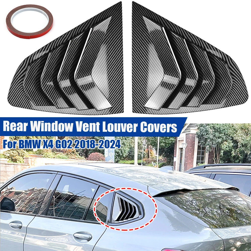 2X Carbon Fiber Look Side Window Louver Shutter Cover for BMW X4 (2018–2024)