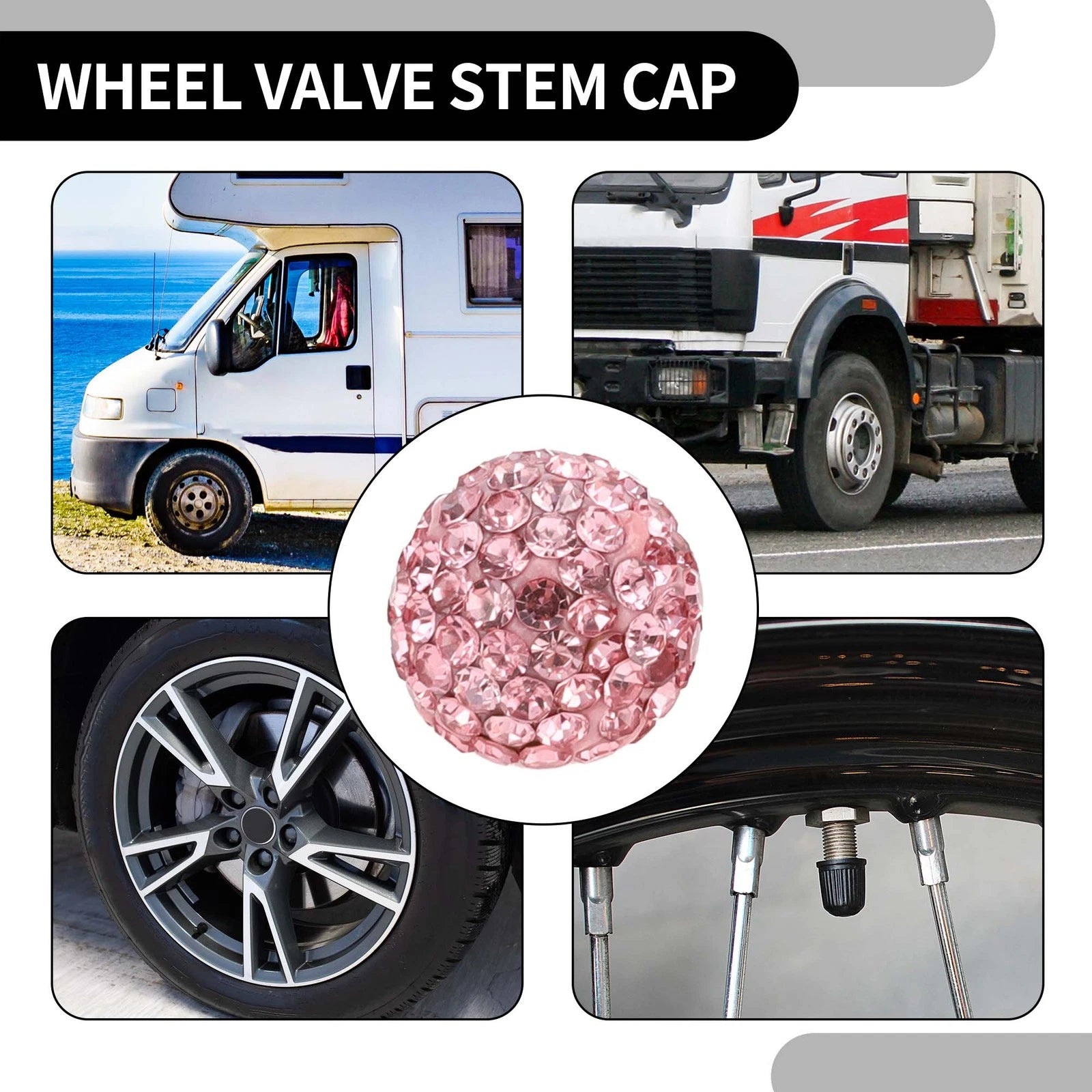 Tire Valve Stem Caps Replacement for Car SUV Bike RV (4 Pack) (4pcs)