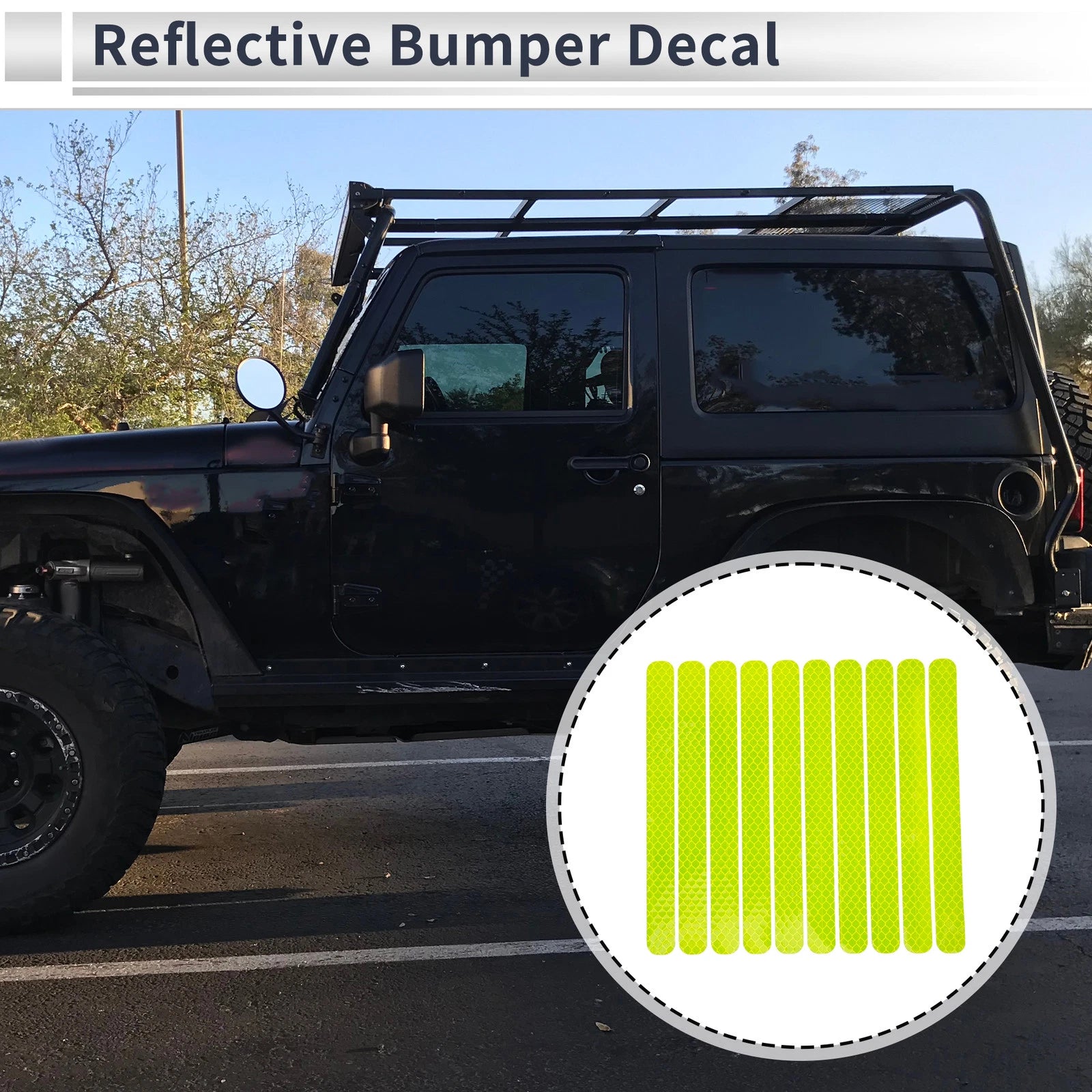 Reflective Bumper Decal for - Fluorescent Green Diamond Grid