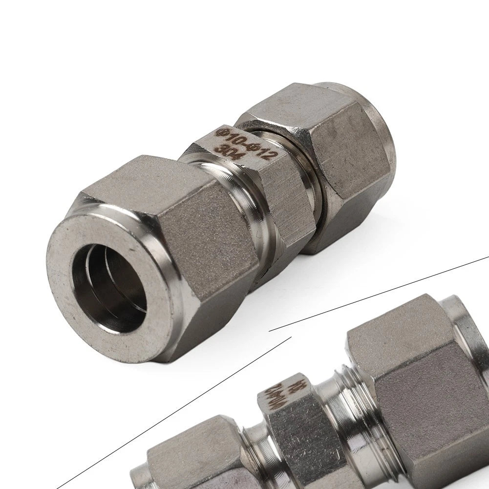 10mm x 12mm OD Tube Double Ferrule Coupling Connector Compression Fitting