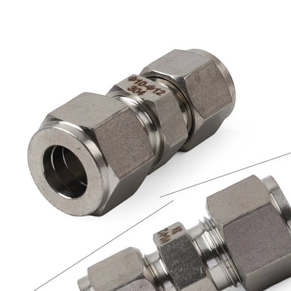 10mm x 12mm OD Tube Double Ferrule Coupling Connector Compression Fitting