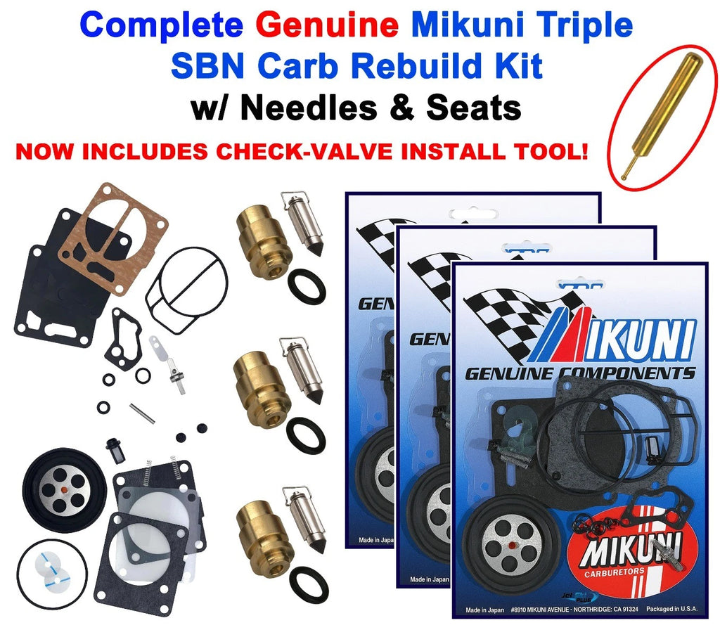 Mikuni Triple Carb Rebuild Kit & Needle Seat for Yamaha GP 1200 (1998–1999)