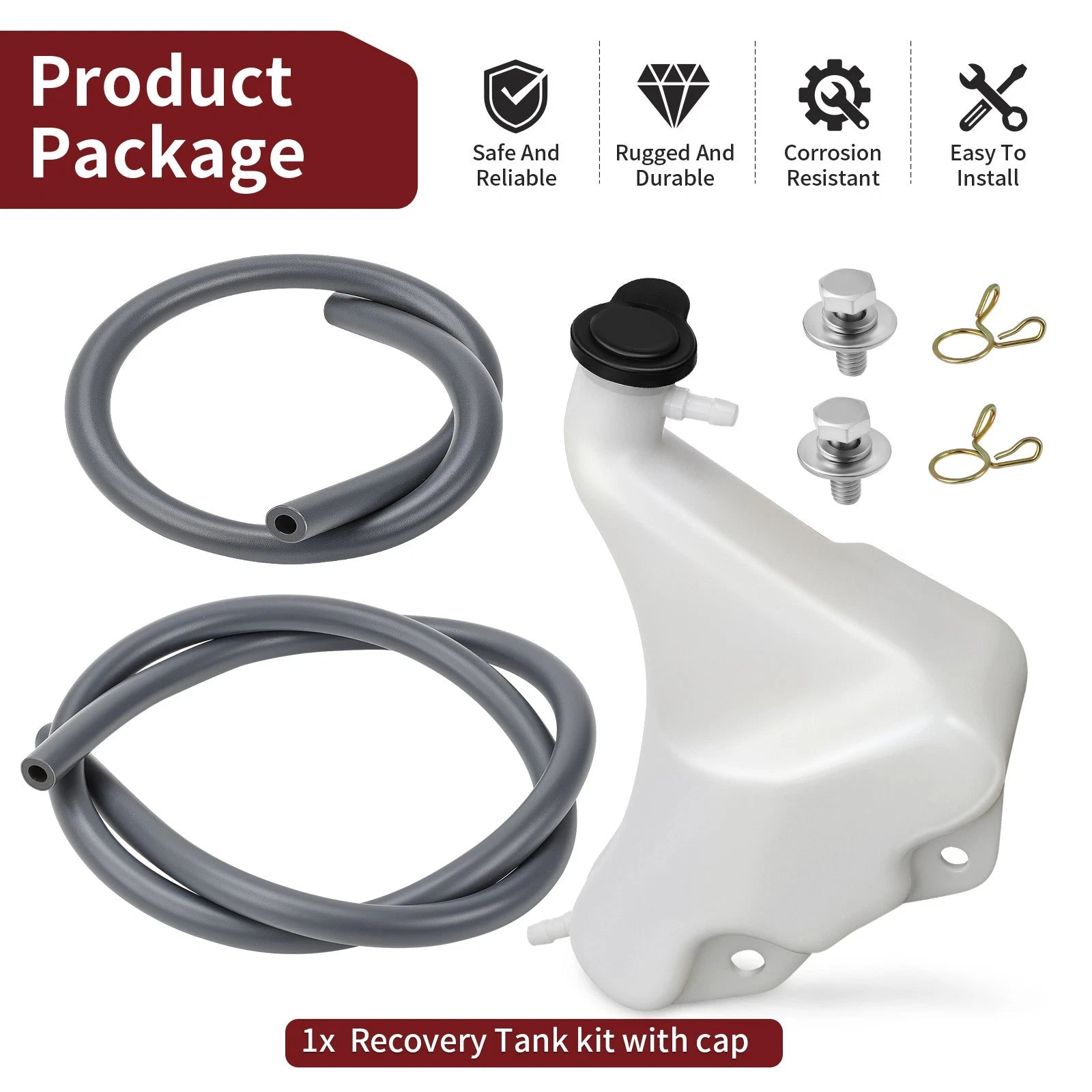 Coolant Radiator Tank Reservoir with Cap for Yamaha Grizzly 660 (2002–2008) 5KM-21871-00-00