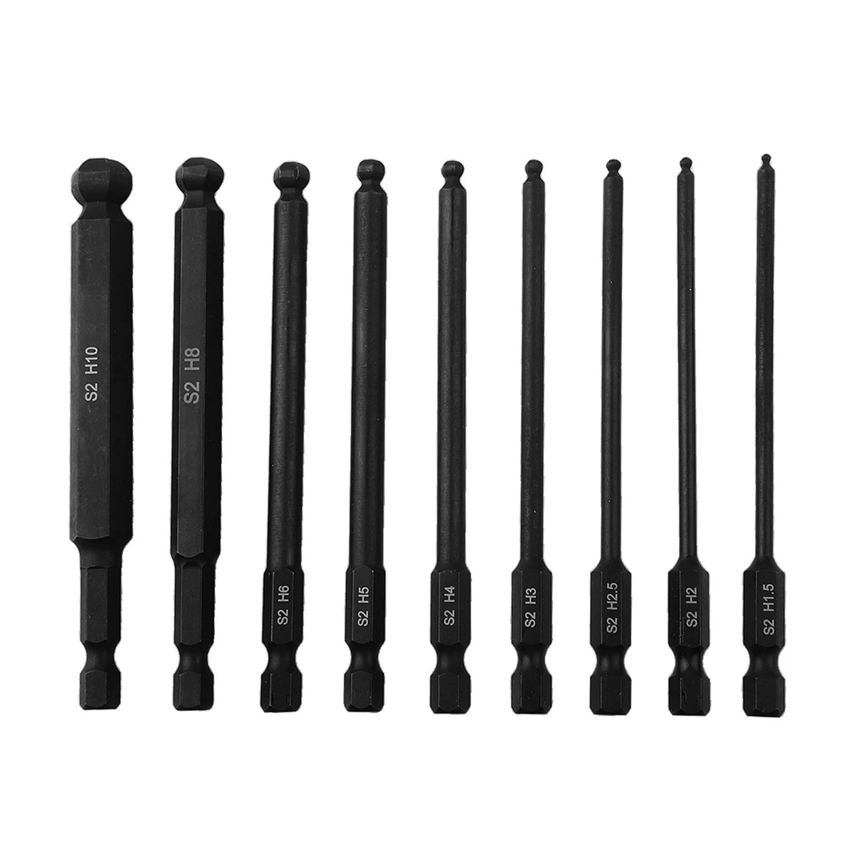 Ball End Hex Bit Set for Limited Space and Angled Surfaces (100mm Length)