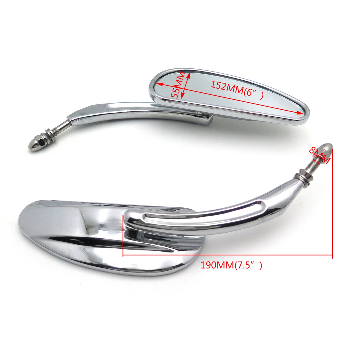 Chrome Black Teardrop Racing Mirrors for Harley Street Glide (2014–2023)