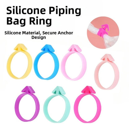 Stretchable Silicone Piping Bag Rings Set of 3 for Baking Aid
