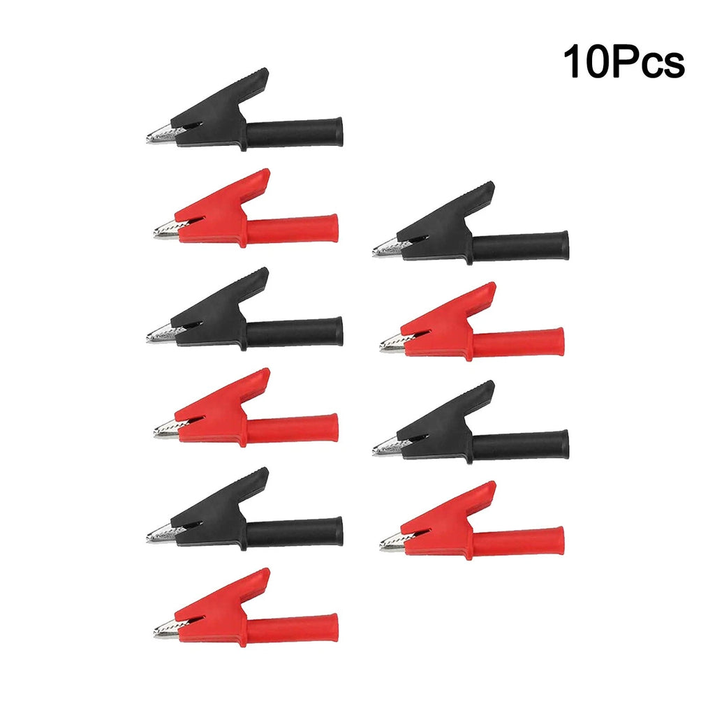 Set of 10 Insulated Crocodile Clips for Electronics